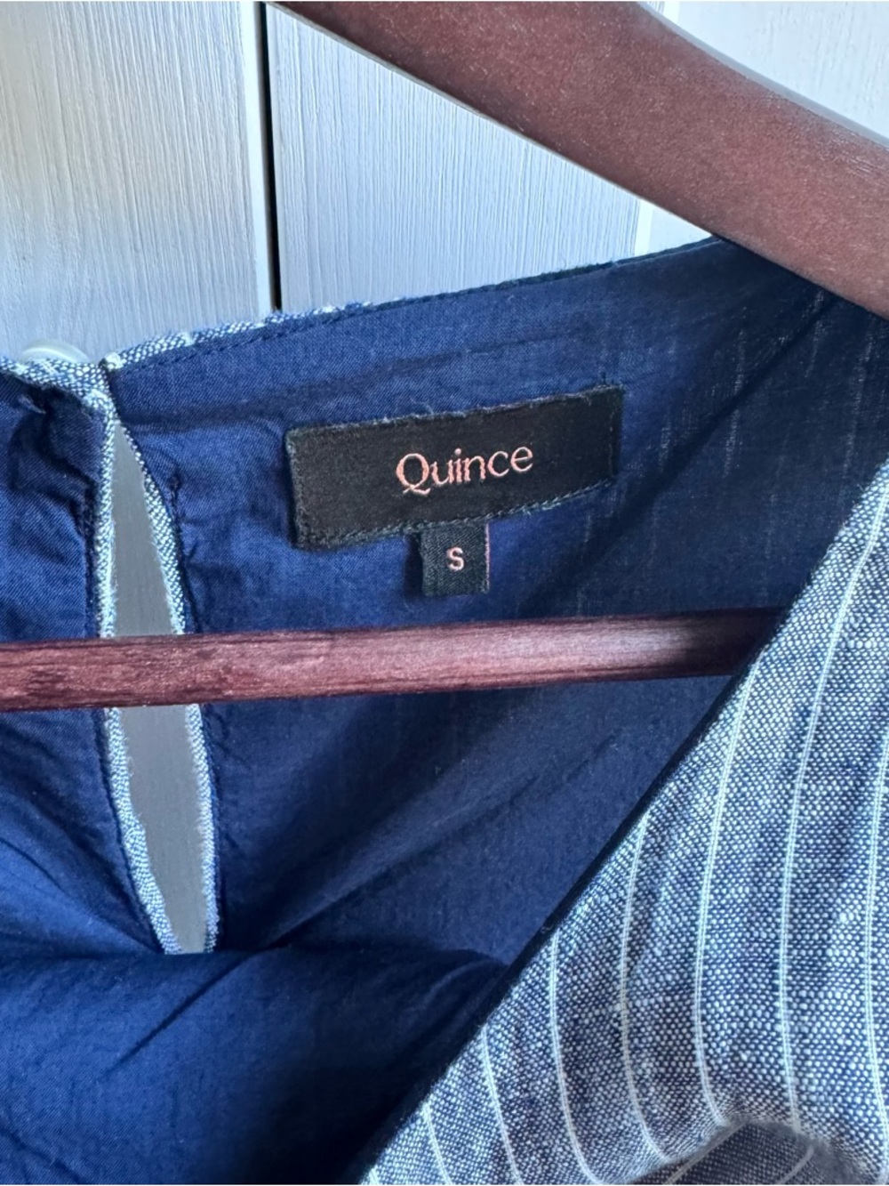 Quince European Linen Tank Blue and White Striped Chambray Mini Dress - Picture 3 of 7